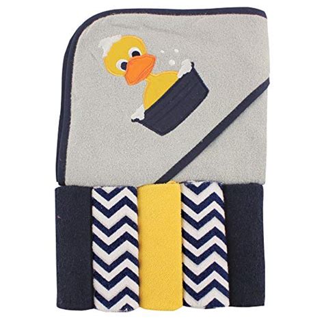 Luvable Friends Baby Hooded Towel 5 Washcloths Duck Babypro