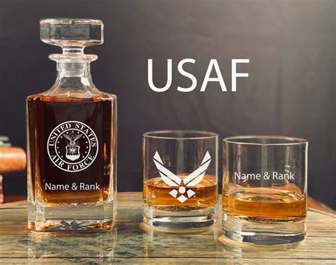 Personalized Us Air Force Master Sergeant Whiskey Decanter Set Usaf Retirement T Military