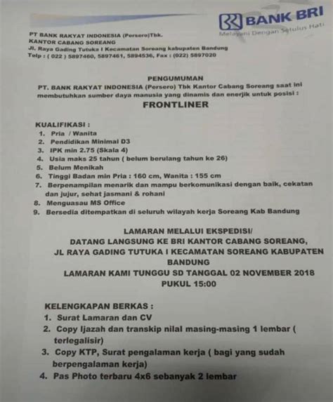 Hanya kandidat terbaik yang akan diundang untuk mengikuti tahapan seleksi berikutnya. Loker Bank Bri Cabang Rengat / Lowongan Kerja Padang Bank ...