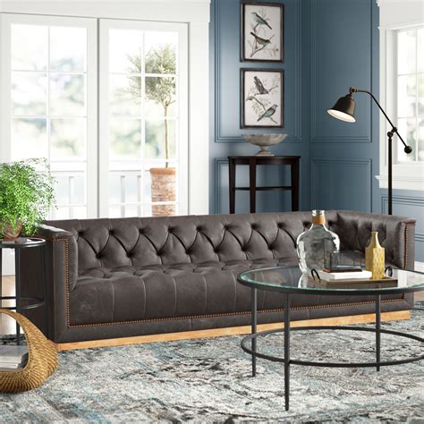 Trent Austin Design Crantor 95 Leather Sofa And Reviews Wayfair Canada