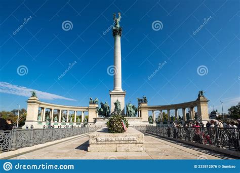 Millennium Monument On The Heroes Square In Budapest Editorial Photo