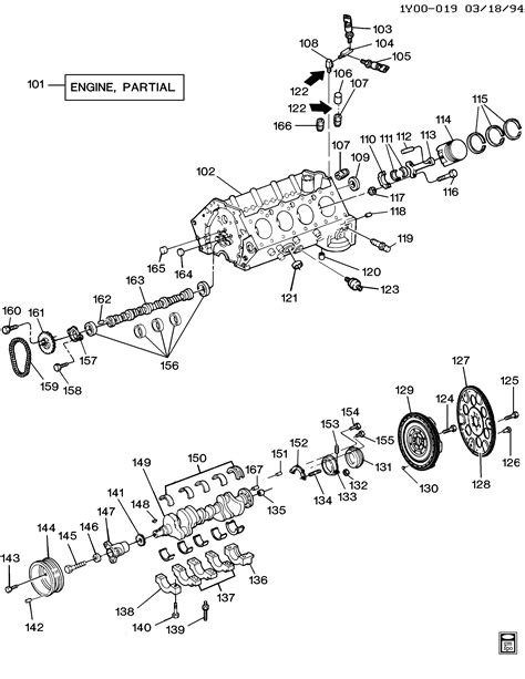 Corvette Engine Asm L V Part Cylinder Block And Related Parts