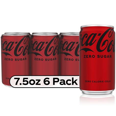 Coca Cola Zero Sugar Mini Soda Pop Soft Drink 75 Fl Oz 6 Pack Cans