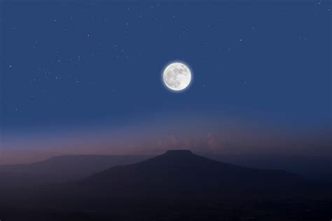 Premium Photo Full Moon Over Mountainsromantic Night