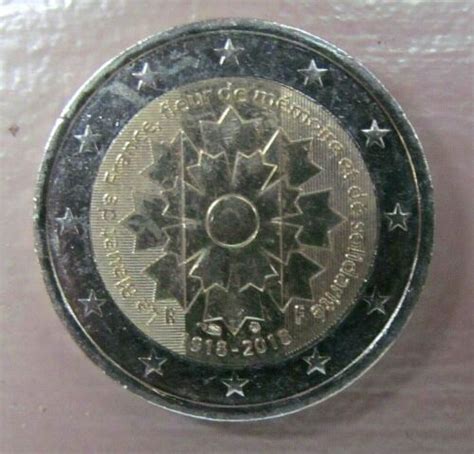 Piece 2 Euro 1918 2018 Bleuet De France Fleur De Mémoire Et