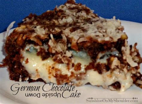 German chocolate german sweet chocolate is a dark baking chocolate created by samuel german (hence its name) who thought it would be more convenient for bakers to have a chocolate where the sugar was already added to it. German Chocolate Upside Down Cake |SunshineOnMyShoulder