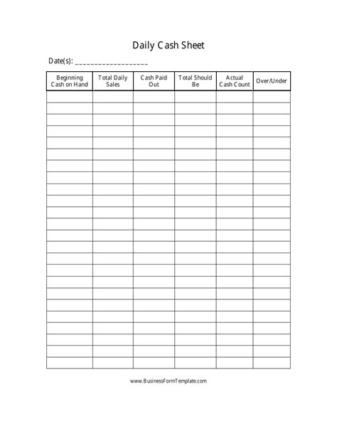 Printable Daily Cash Drawer Count Sheet Web Check Out Our Daily Cash