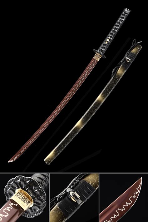 One Handed Katana Handmade Japanese Katana Sword With Rose Gold Blade