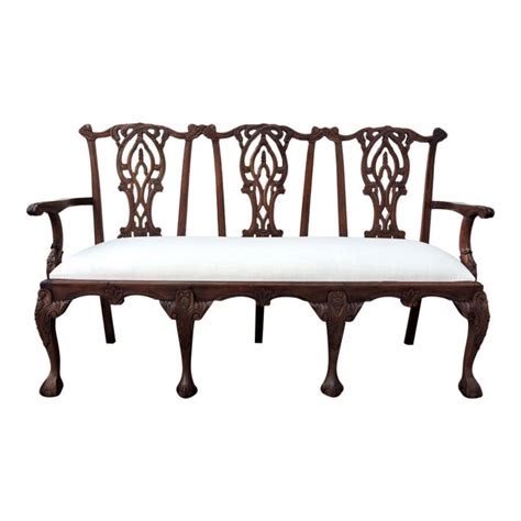 Antique Three Seat Upholstered Chippendale Bench Settee Chairish