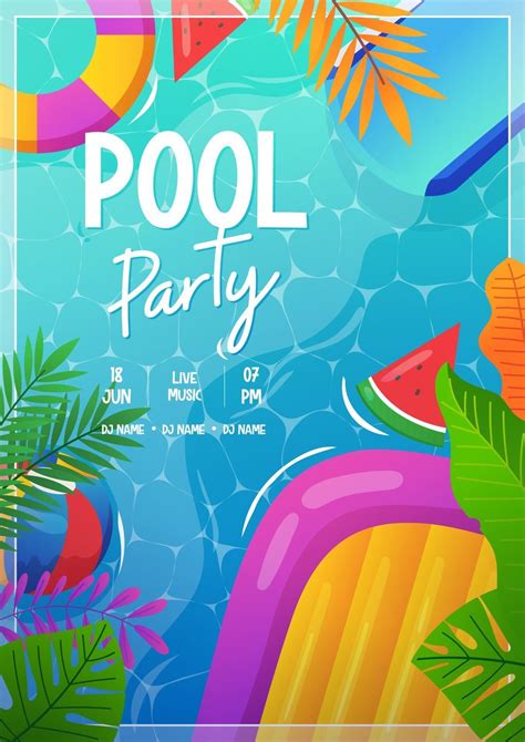Swimming Pool Party Poster Vector Art At Vecteezy
