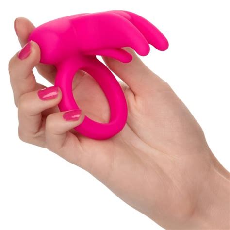 Silicone Rechargeable Triple Clit Flicker Couples Enhancer Cock Ring Pink Sex Toys At Adult