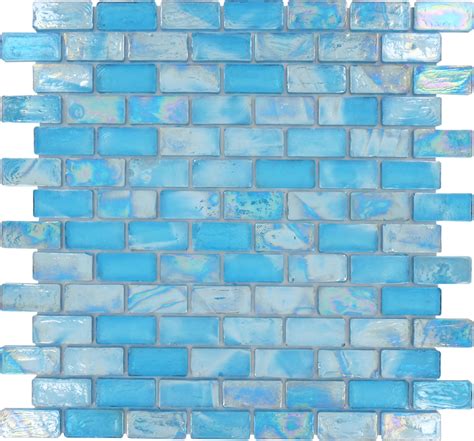 Turquoise Blue Uniform Brick Iridescent Glass Tile Wohnen