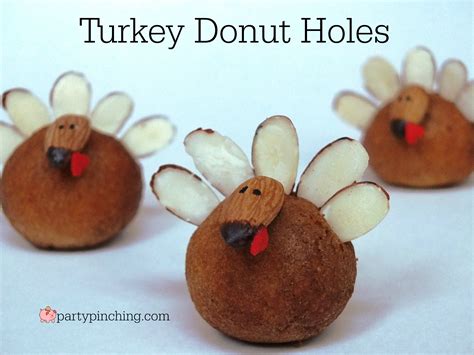 Cute turkey pie slices to gobble up. TURKEY DONUT HOLES - Party Pinching