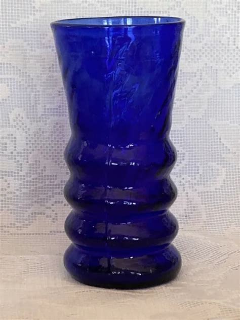 Unusual Vintage Cobalt Blue Hand Blown Art Glass Vase Rough Pontil Estate Item 39 99 Picclick