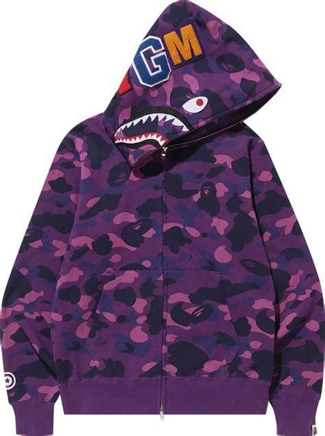 Buy Bape Color Camo Shark Full Zip Hoodie Purple 1i20 115 005