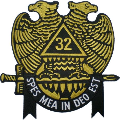 Scottish Rite 32nd Degree Wings Down Iron On Patch Black 10