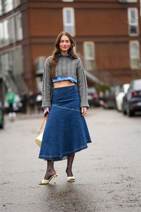 Jean Skirt Outfits To Shop This Spring Per The Street Style Scene