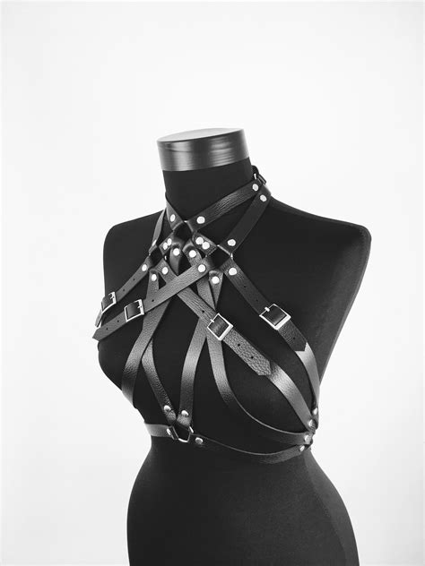 black leather body harness harness body lingerie harness etsy