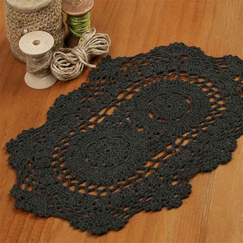 Black Oval Crocheted Doily - Crochet and Lace Doilies ...