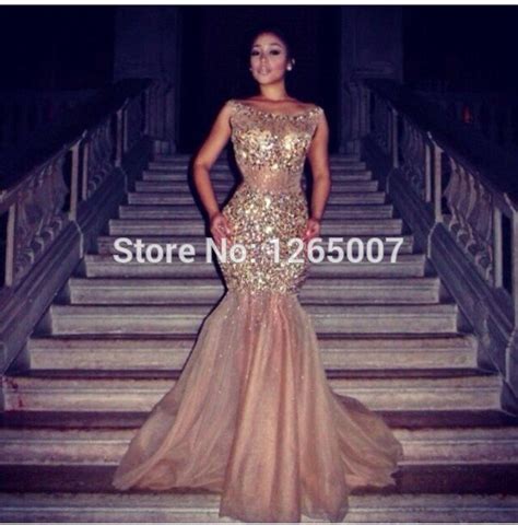 Buy 2017 Prom Dresses Glitter See Through Crystal Rhinestone Beaded Fitted