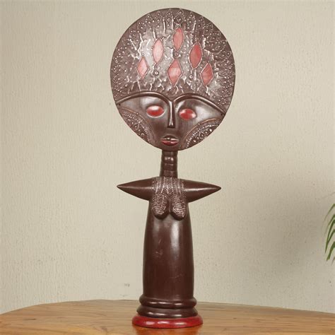 African Fertility Doll Hand Crafted 28 Inch Wood Sculpture Akuaba Ii Novica