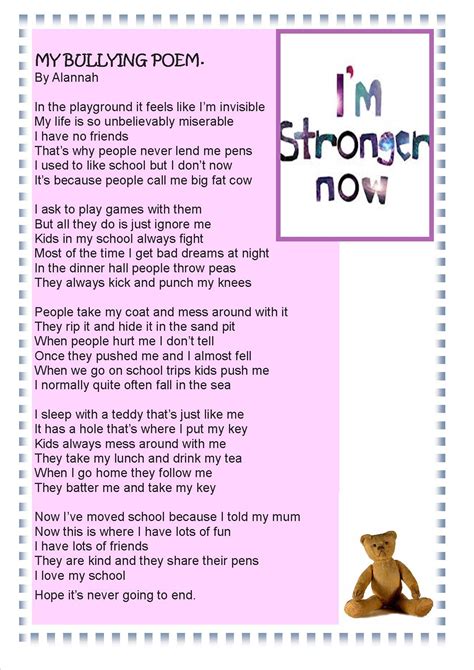 Allanahpoem 1240×1754 Being Bullied Poems Pinterest Poem