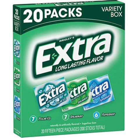 extra mint sugar free chewing gum bulk variety pack 15 pc 20 pk ueg club