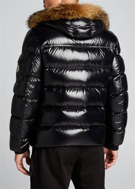 Moncler Mens Marque Shiny Quilted Puffer Jacket W Fur Hood Bergdorf