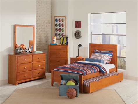 Ashton Honey Wood 4pc Kids Bedroom Set Wtwin Trundle Bed The Classy Home