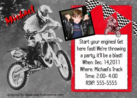 Thema motor cros anak / impression alimentaire per. Motocross Birthday Party Invitation Card PERSONALIZED ...