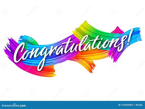 Congratulations Banner With Colorful Paint Brush Strokes Congrats