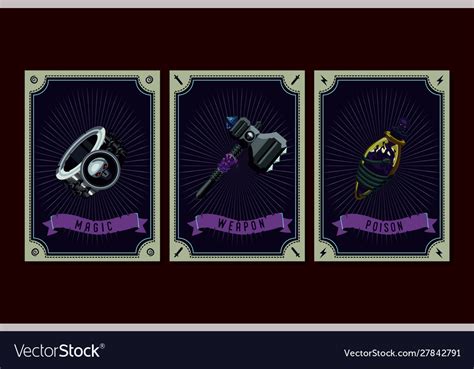 Game Asset Pack Fantasy Card With Magic Items Vector Image