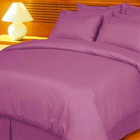 Buy Bed Sheets With Stripes 300 Thread Count Purple Online In India