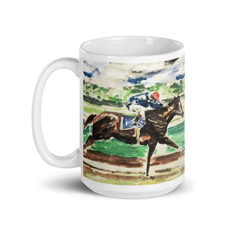 Single Race Horse Artwork Thoroughbred Racing Horse Wins Coffee Mugh