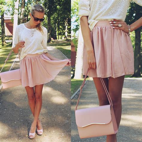 Madara L Handm Cream Color Sweater Oasap Skater Skirt Light Pink Bag