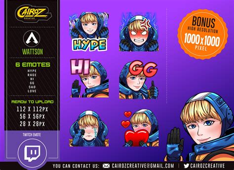 Wattson Apex Legends Twitch Emotes 6 Emotes Packs By Cairoz Etsy