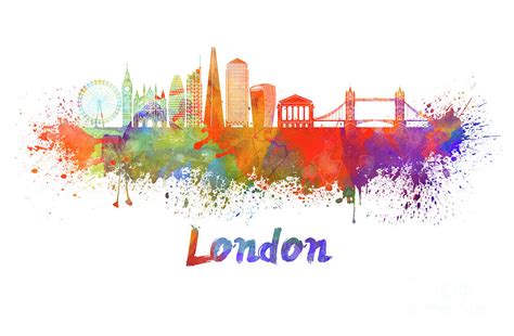 London V2 Skyline In Watercolor Painting By Pablo Romero Fine Art America