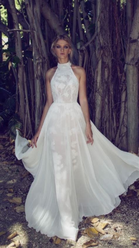 Designer halter wedding, prom, cocktail, evening dresses & gowns collection. High Neck White Chiffon Skirt Wedding Dress | High neck ...