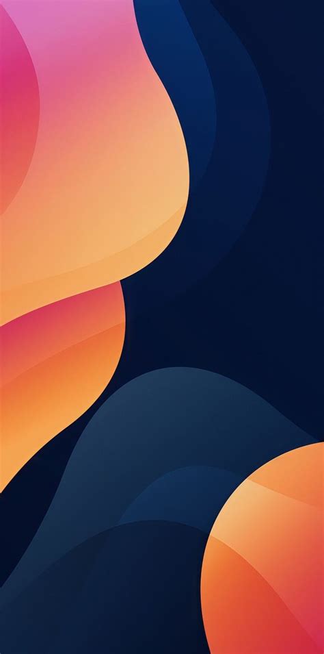 An Orange And Pink Abstract Background With Curved Shapes In The
