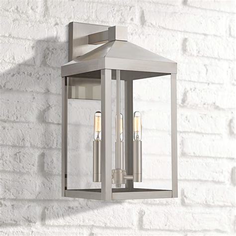 Antique silver 14 1/2 dusk to dawn motion sensor wall light. Nyack 17 1/2" High Brushed Nickel Outdoor Wall Light - #42M49 | Lamps Plus