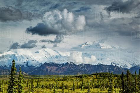 Scenic View Of Mt Mckinley And Storm Clouds Overhead Denali National