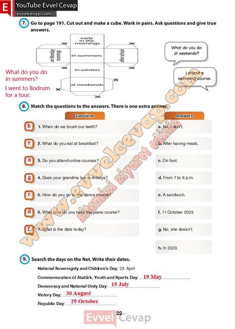 6 Sınıf İngilizce Ders Kitabı Cevapları Hecce Yayıncılık Sayfa 22