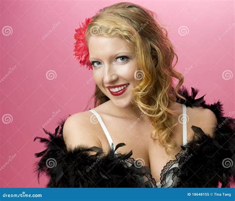Model Wearing Feather Boa Stock Image Image Of Sensual