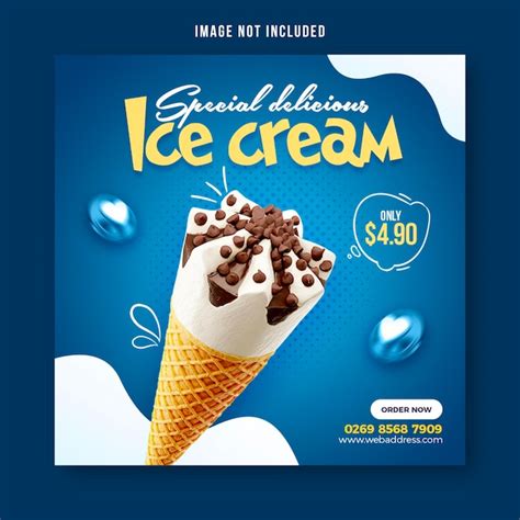 Premium PSD Special Delicious Ice Cream Social Media Banner Post Design Template