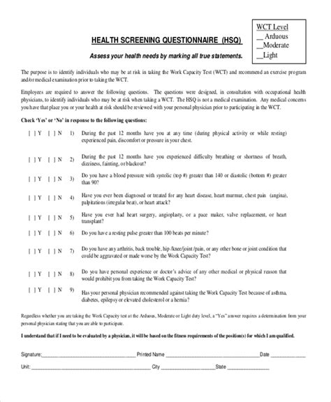 Free 10 Sample Health Questionnaire Forms In Pdf Ms Word