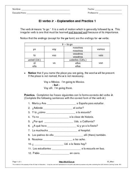 Gramatica El Verbo Ser Worksheet Answers
