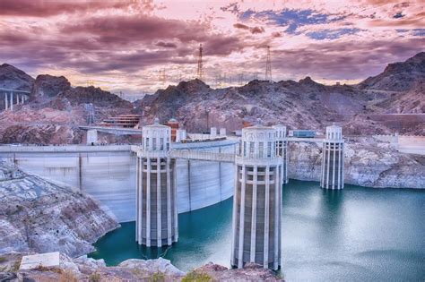Hoover Dam And Colorado River Stock Image Image Of Power Landmark