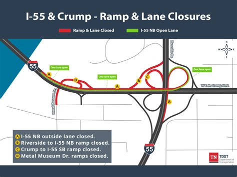 Lane Closures For I 55 And Crump Boulevard