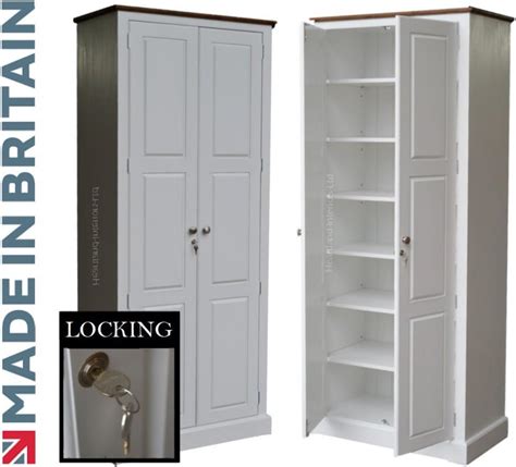 Tall White Painted Cupboard 2m Solid Wood Kitchen Larder Storage