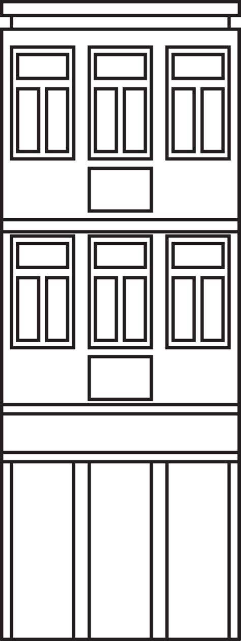 Outline Drawing Classic Row House Front Elevation View 10833166 Png
